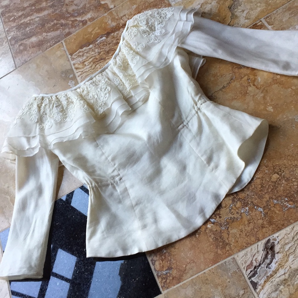 Watters & Watters silk bridal antique ivory/pearls